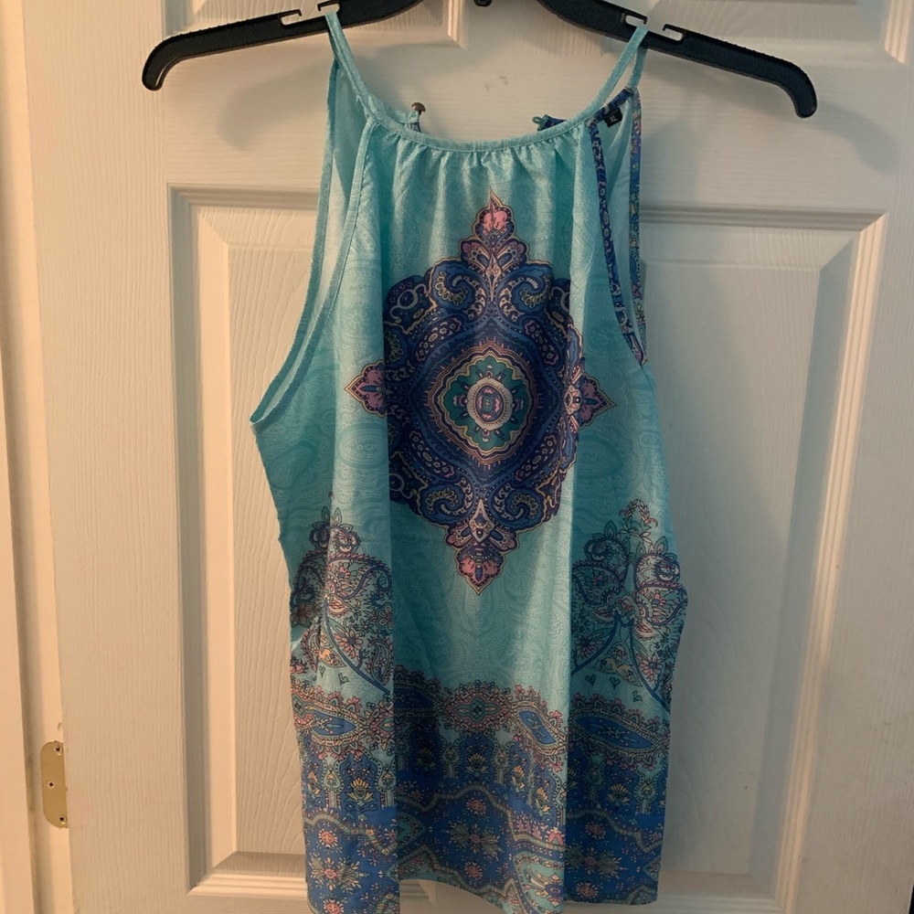 Blue multi colored tank top
